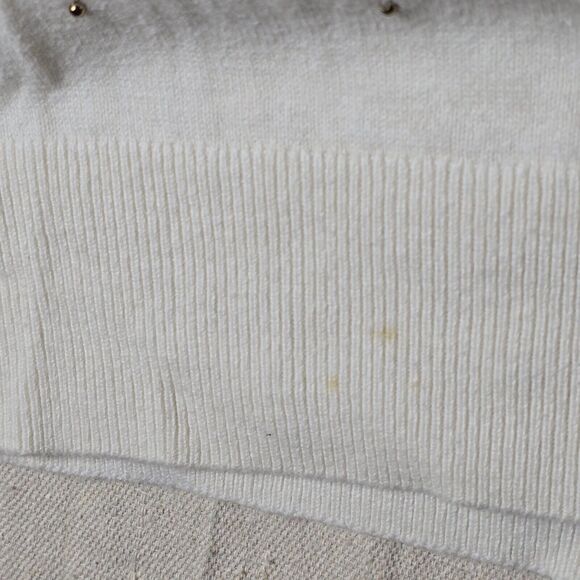 Banana Republic XS White Scoopneck Pullover Sweater Gold-Toned Popcorn Thread - Picture 11 of 11